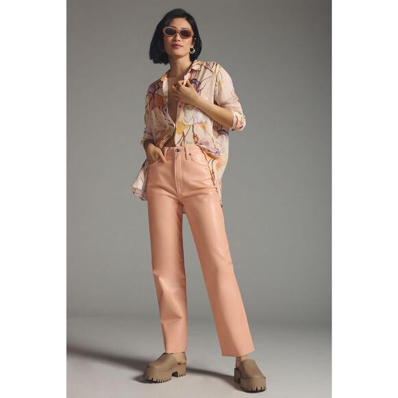 Agolde Pants - AGOLDE '90s Pinch Waist White Leather Pants - New 29 Waist